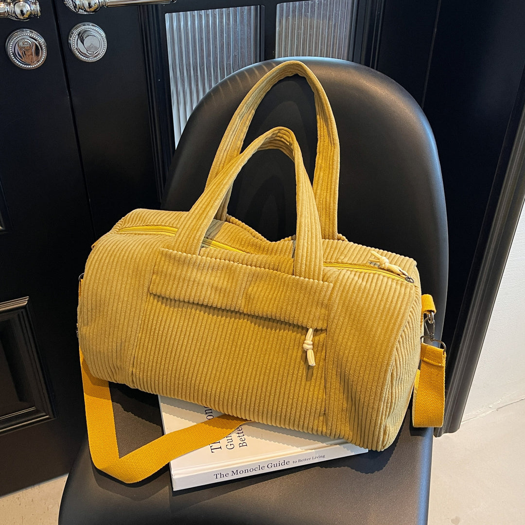 Sporty Travel Bag Made of Soft Cord Material with Adjustable Shoulder Strap Bowlift