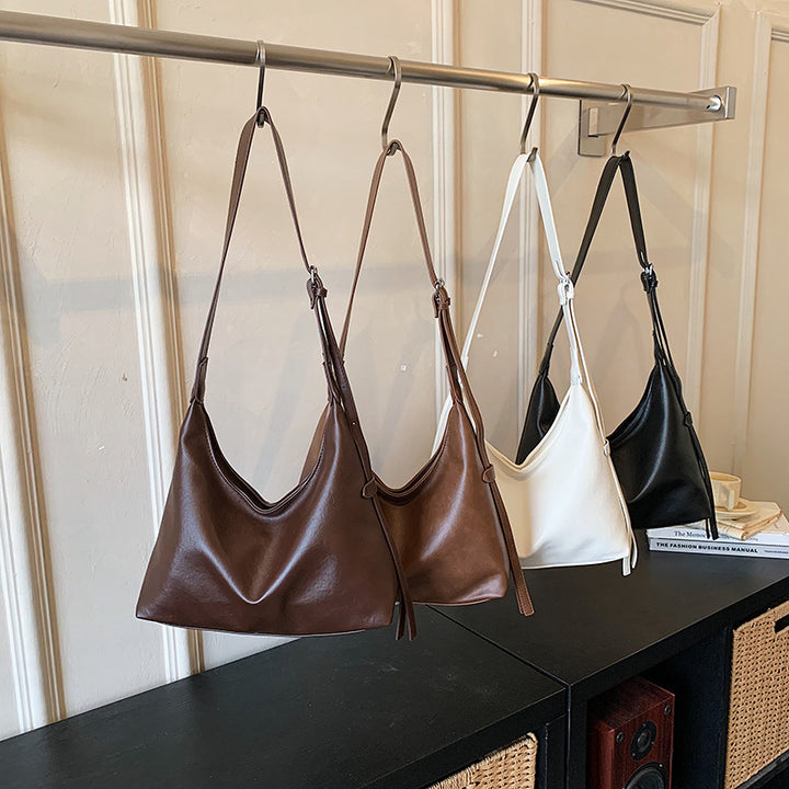 Soft Leather Minimalist Hobo Bag Bowlift