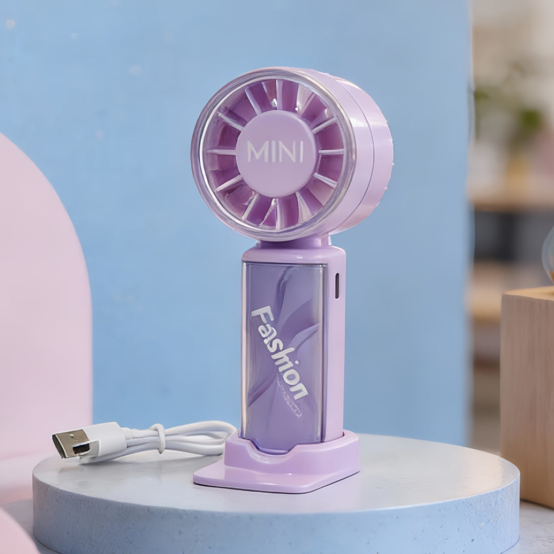 Women's Portable Hand Fan with Flexible Tilt and USB Charging Bowlift