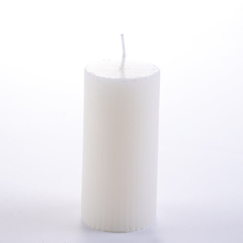 Ribbed Unscented Pillar Candle with Vertical Fluted Texture