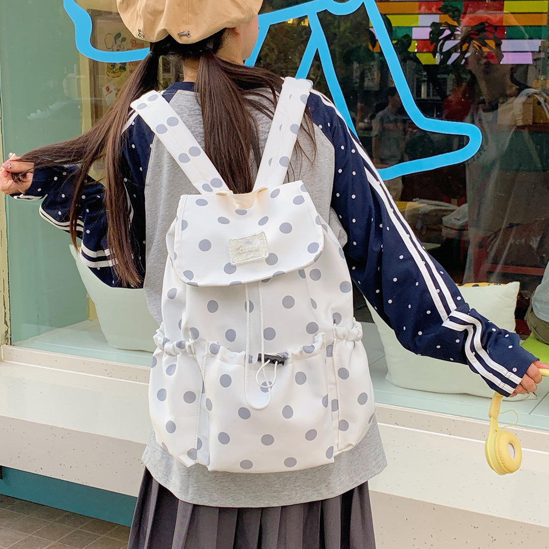 Playful Polka Dot Themed Backpack Bowlift