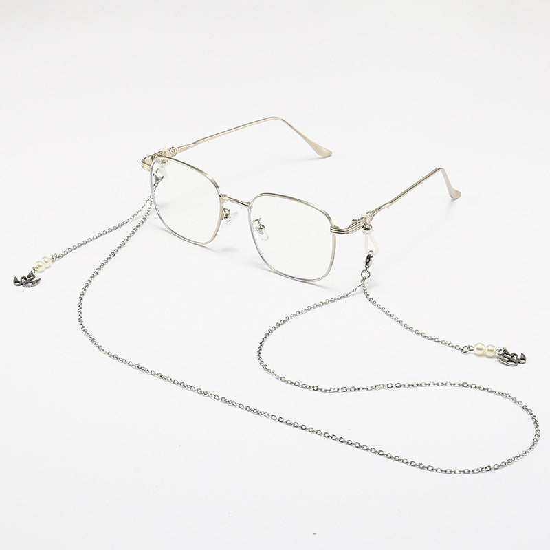 Chic Square Frame Glasses with Decorative Chain Bowlift
