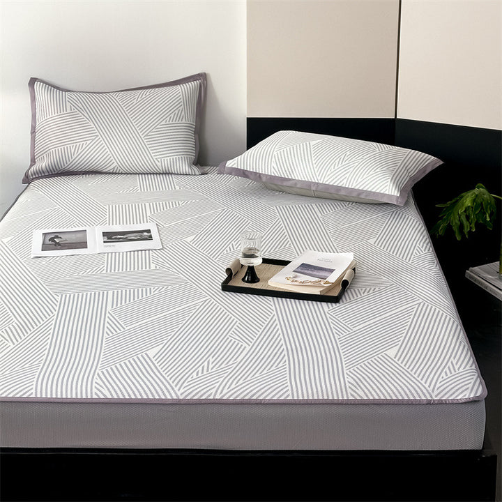 Comfort Topper Mattress Protector with Elastic Straps and Geometric Quilted Pattern