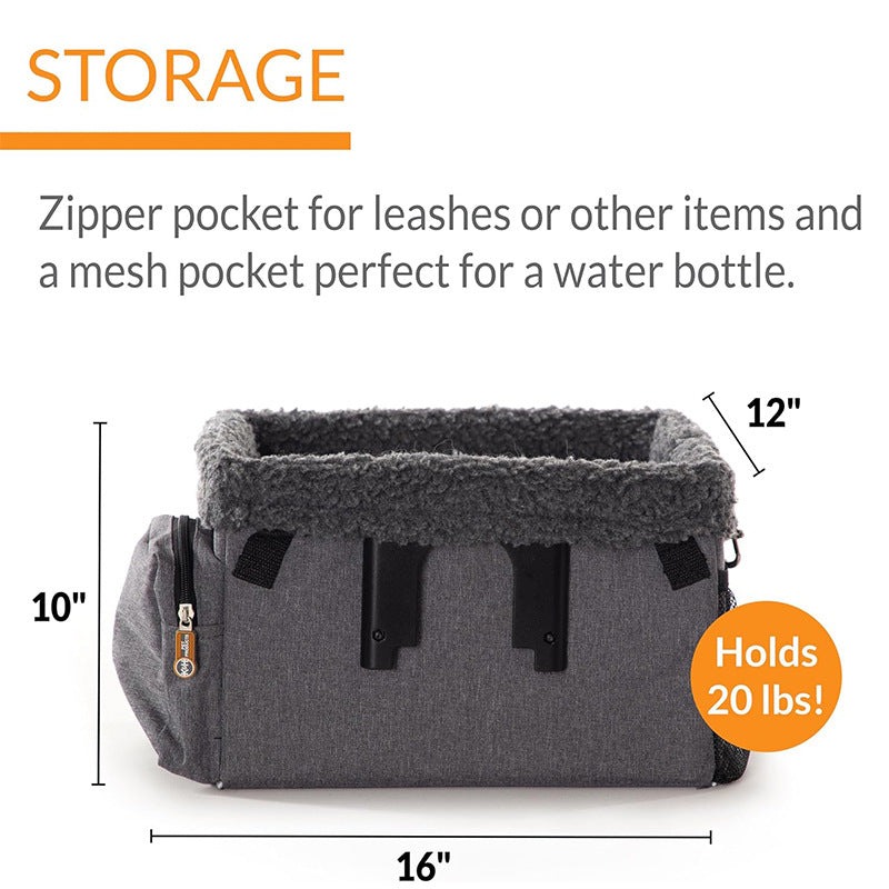 front-mounted plush pet bike basket with sherpa liner and mesh storage Bowlift