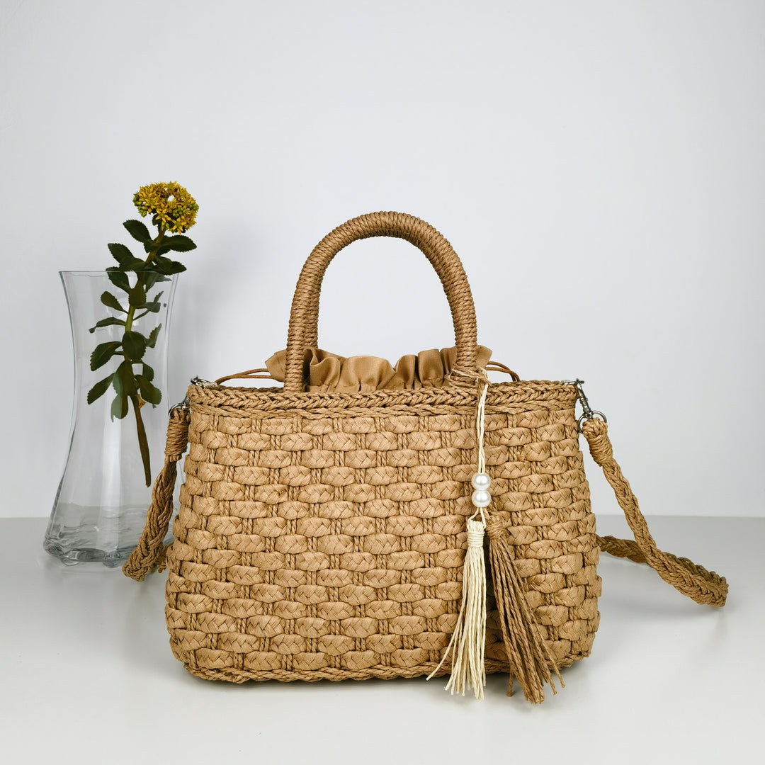 Woven Handbag with Drawstring Bowlift
