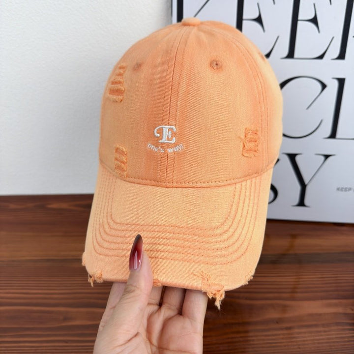 Unisex Distressed Denim Cap Bowlift