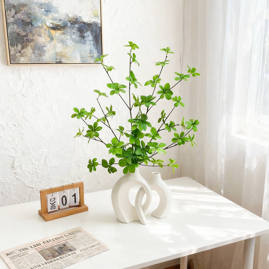Sculptural Ceramic Interlocking Loop Vase Set Minimalist Tabletop Decor