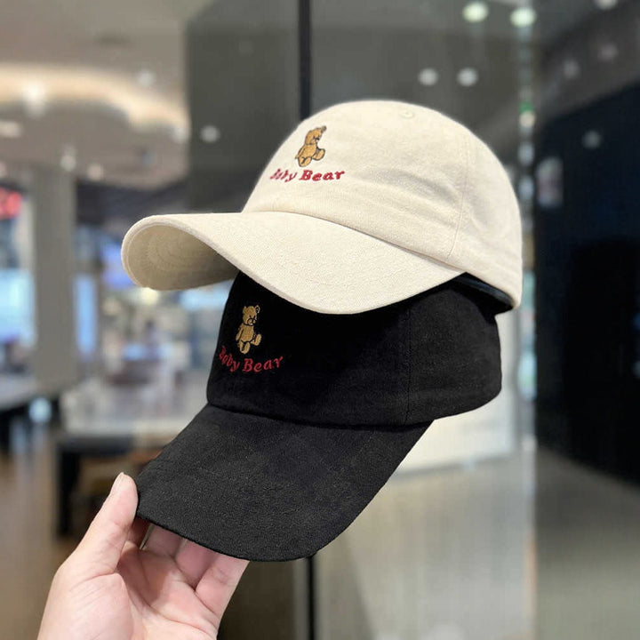Women's Cute Embroidered Bear Cap Bowlift