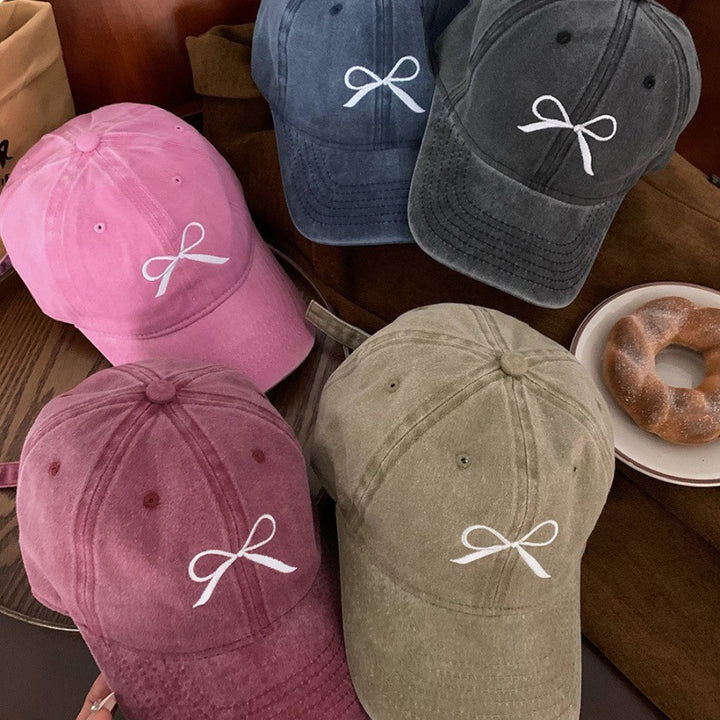 Women's Embroidered Bow Detail Adjustable Baseball Cap Bowlift