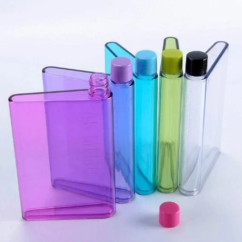 Slim Flat Reusable Water Flask With Leakproof Screw Cap Translucent Bpa-Free Pocket Bottle