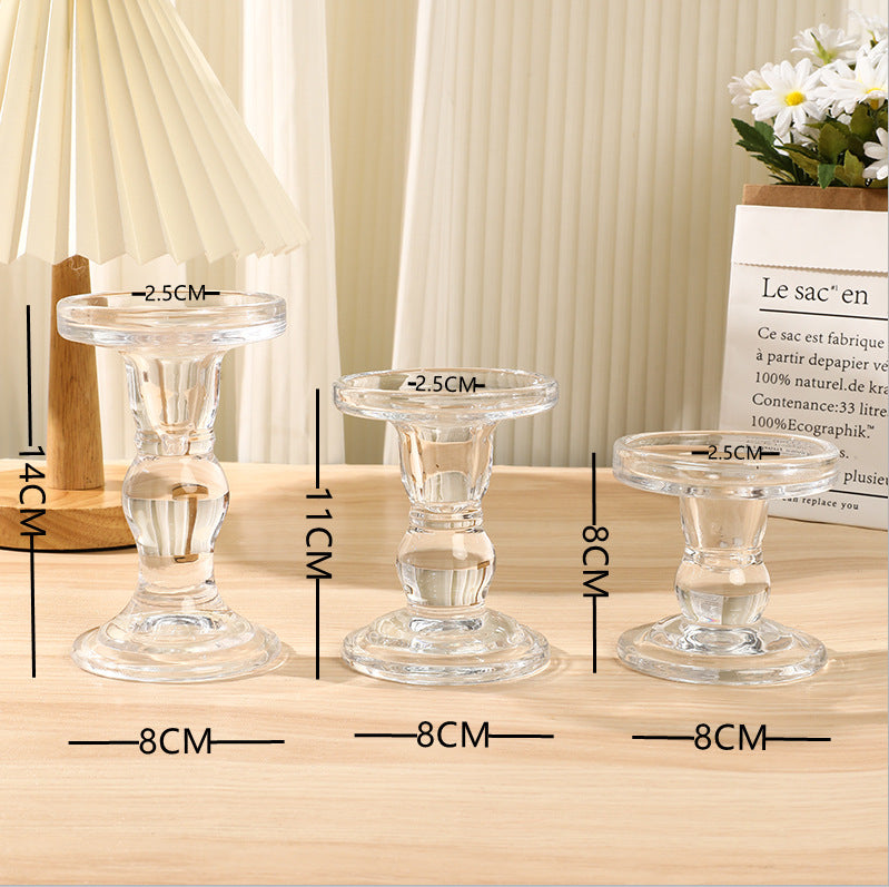 Glass Candle Holders Triple-Height Mantel Centerpiece