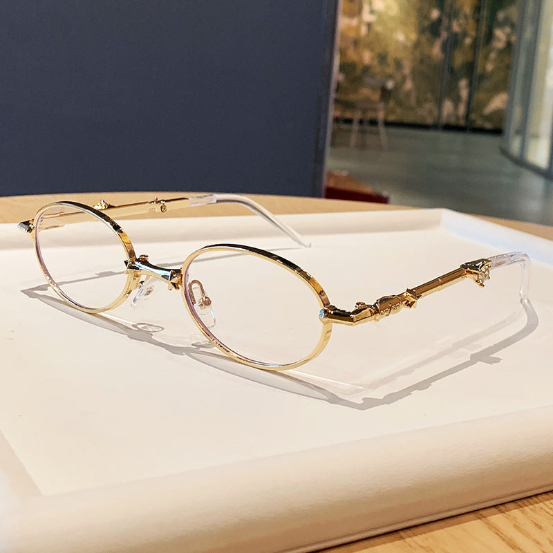 Women's fashionable glasses with elegant metal frame and lightly tinted lenses Bowlift