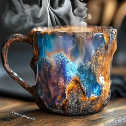 Hand-Carved Natural Agate Geode Coffee Mug With Polished Rim And Crystalline Interior
