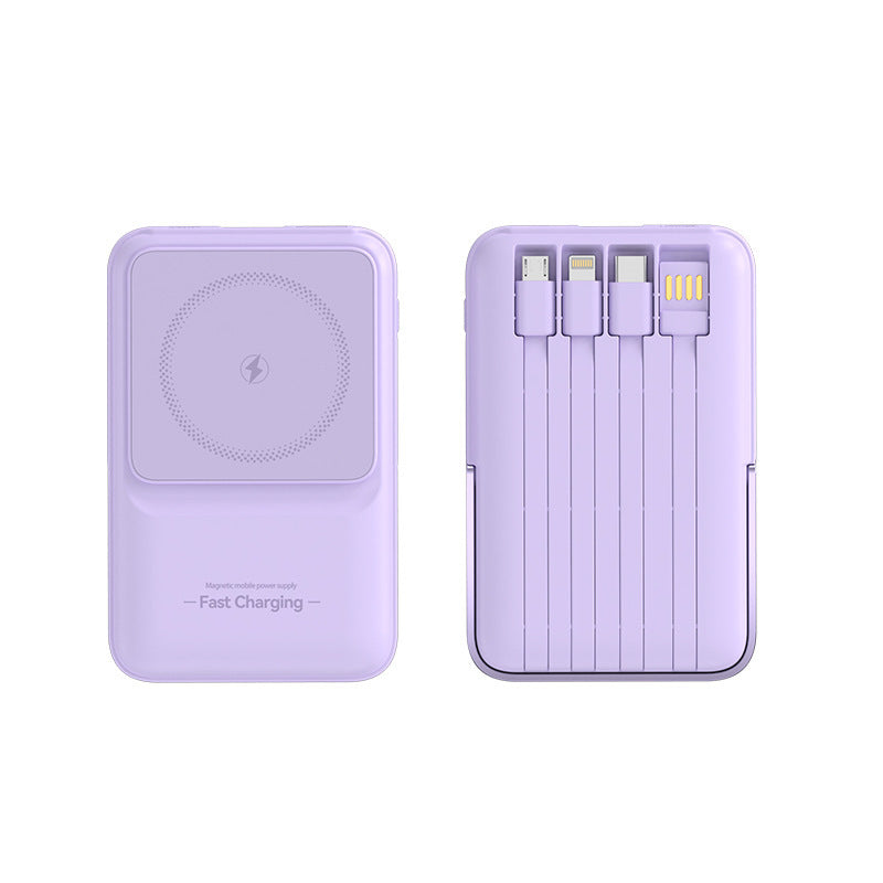 Portable power bank with magnetic charging technology and integrated cable management Bowlift