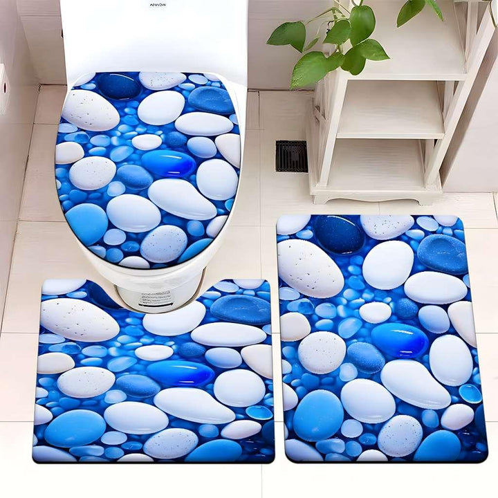 Decorative Rock and Butterfly Bathroom Mat Set Bowlift