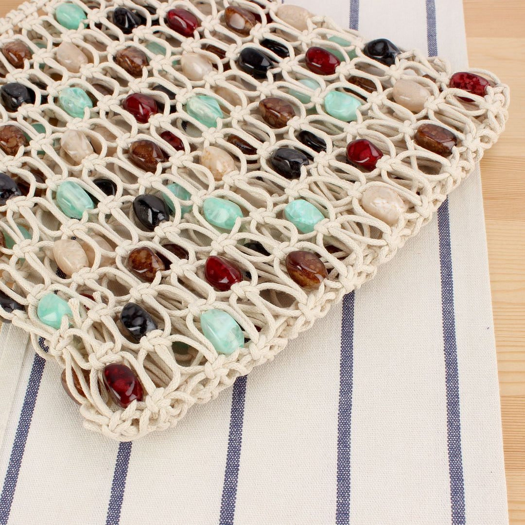 Fashionable handbag in creative net design with colorful accents Bowlift