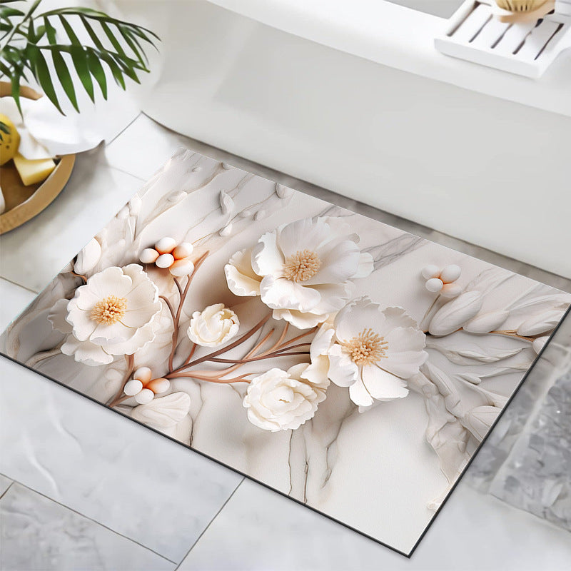 Textured Floral Design Bath Mat Bowlift