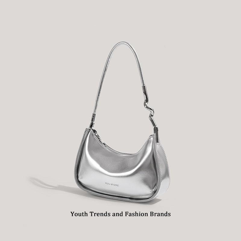 Sleek Metallic Evening Shoulder Bag Bowlift