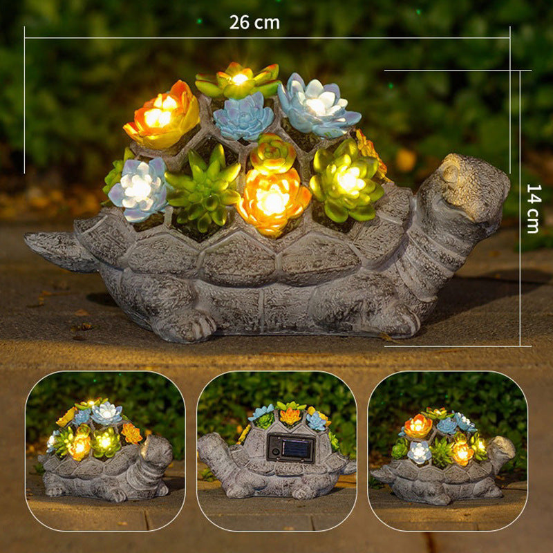 Solar Powered Succulent Turtle Garden Planter Night Light Ornament Bowlift