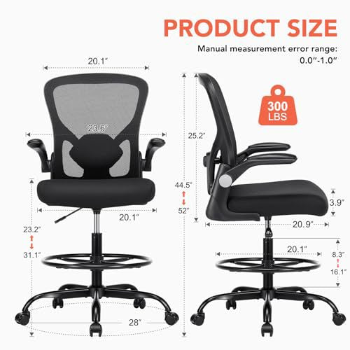 Space-Saving Flip-Up Arm Office Chair Bowlift