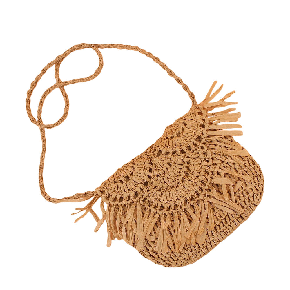 Handmade handbag with fringes Made from natural material Bowlift