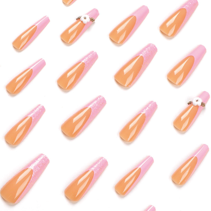 Glittering nail extensions with floral design Bowlift