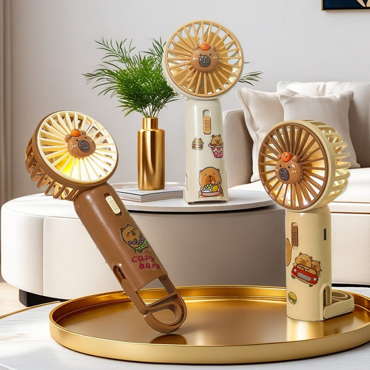 Women's Portable Mini Hand Fan with Creative Animal Designs Bowlift