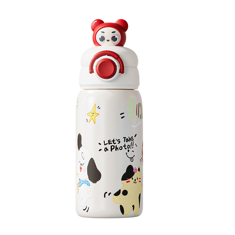 Women's insulated bottle with creative animal design and integrated carrying handle Bowlift