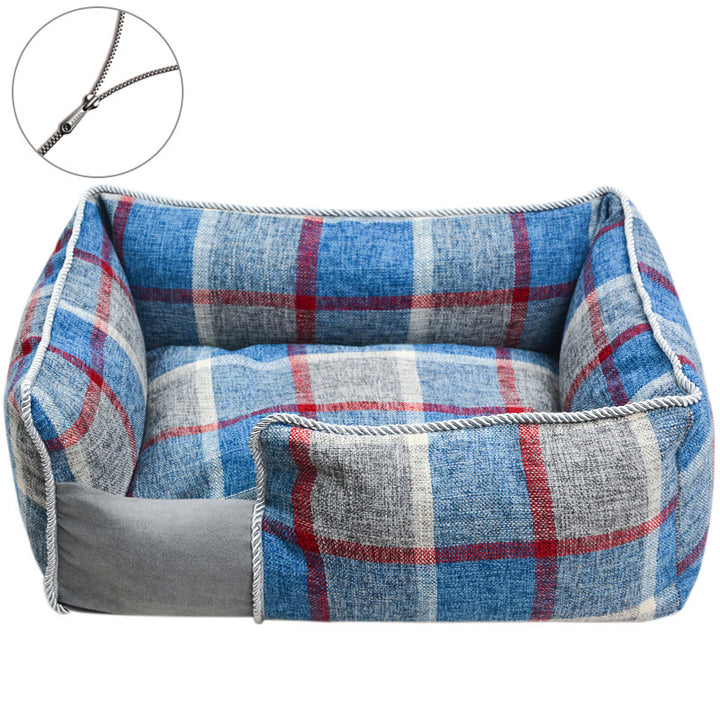 Cozy Plaid Dog Bed