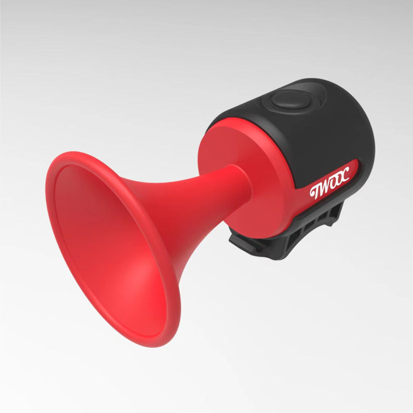 rechargeable high-decibel electric bicycle horn with trumpet-style mount and splash-resistant housing Bowlift