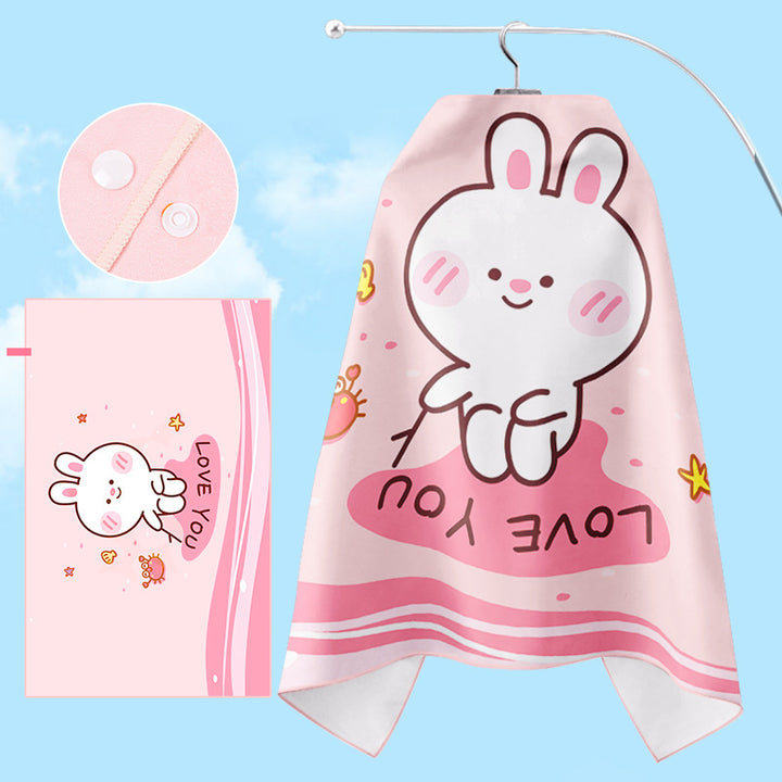 Bathrobe Bowlift with unicorn motif and practical hood
