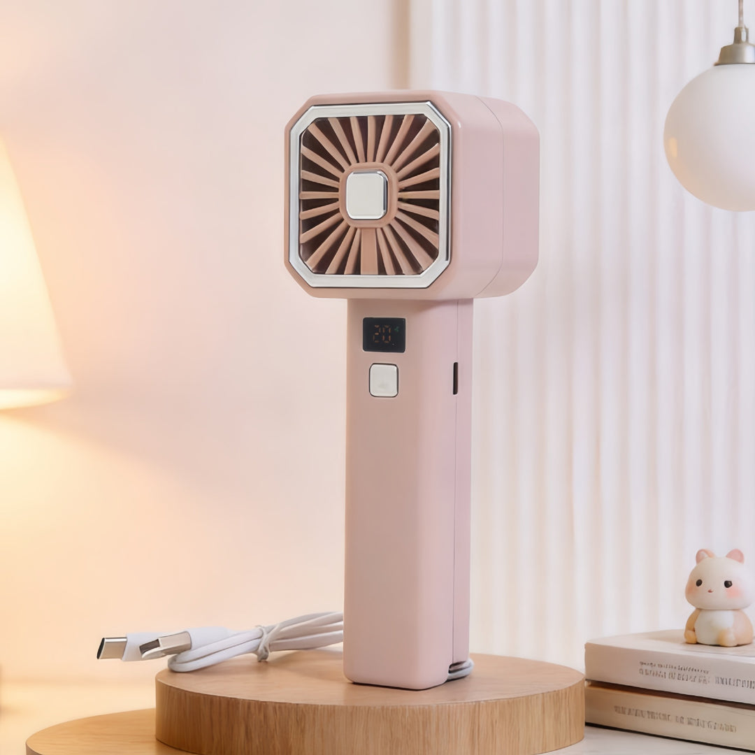 Women portable hand fan with digital speed display Bowlift