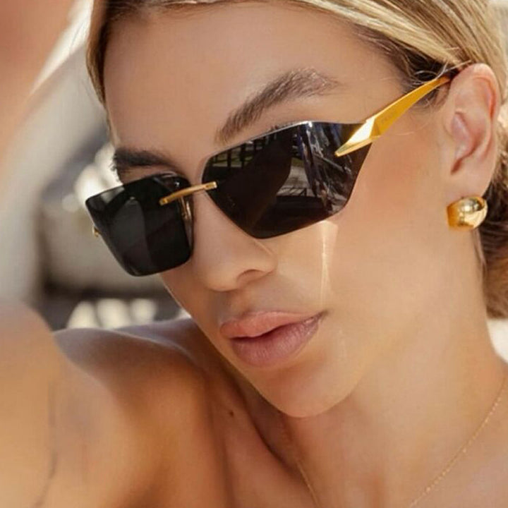 Women's geometric sunglasses with elegant metal frame and polarized lenses Bowlift