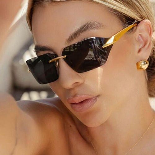 Women's geometric sunglasses with elegant metal frame and polarized lenses Bowlift