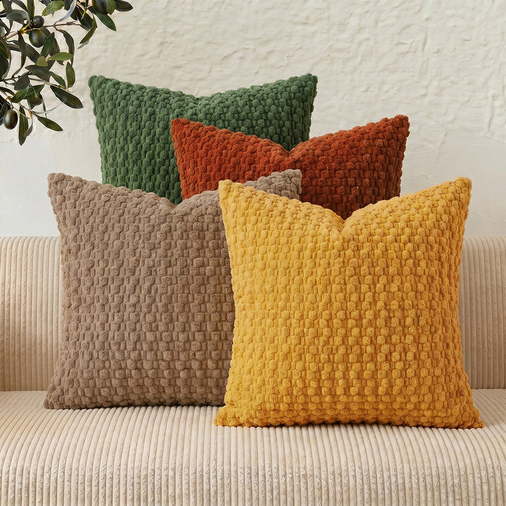 Textured chenille waffle throw pillow with plush insert Bowlift