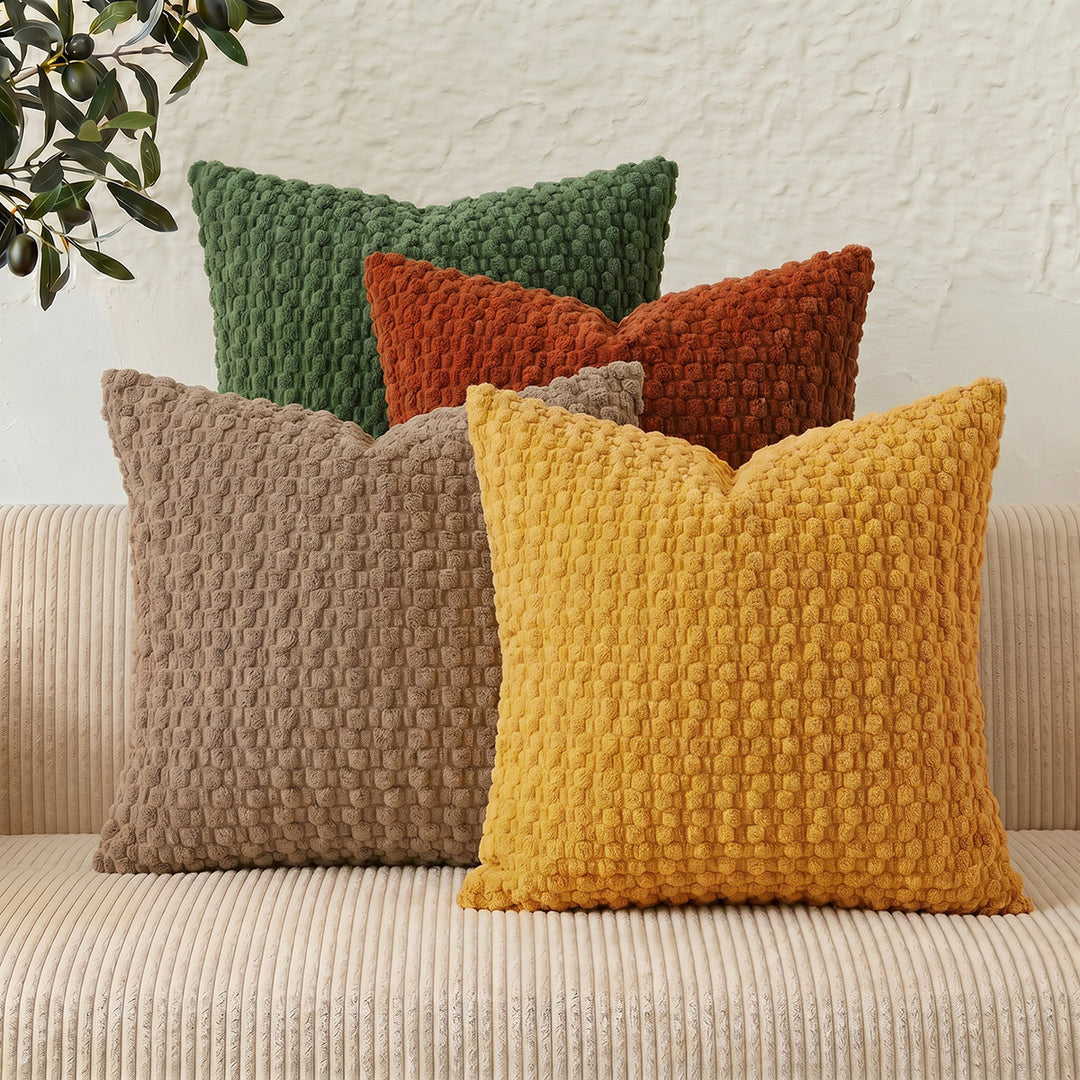 Textured chenille throw pillow with raised bobble weave Bowlift