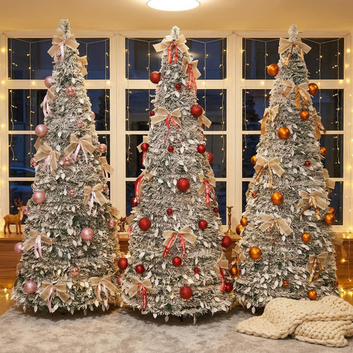 Slim Flocked Tabletop Christmas Tree With Pre-Decorated Bows And Ornament Accents