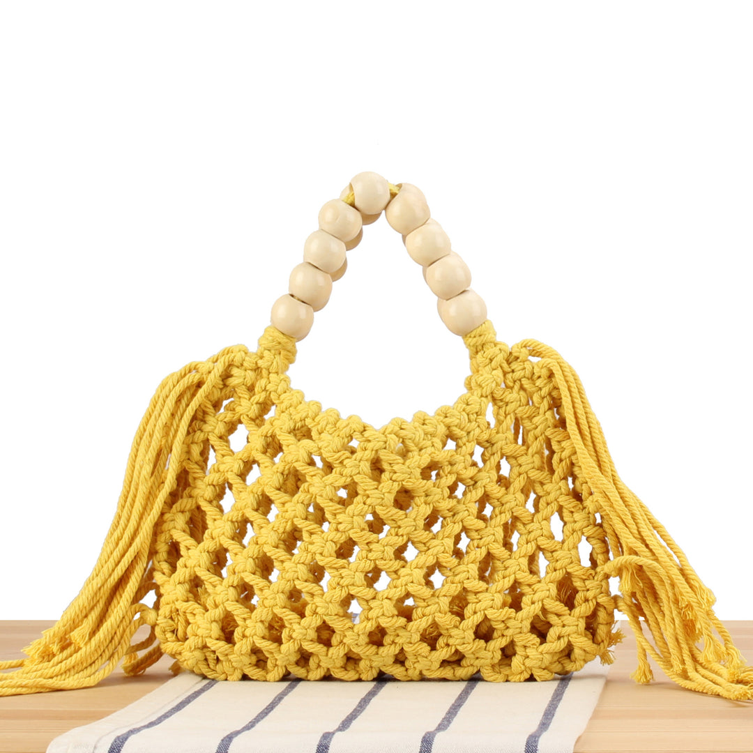 Handmade Macrame Bag with Wooden Handles Bowlift