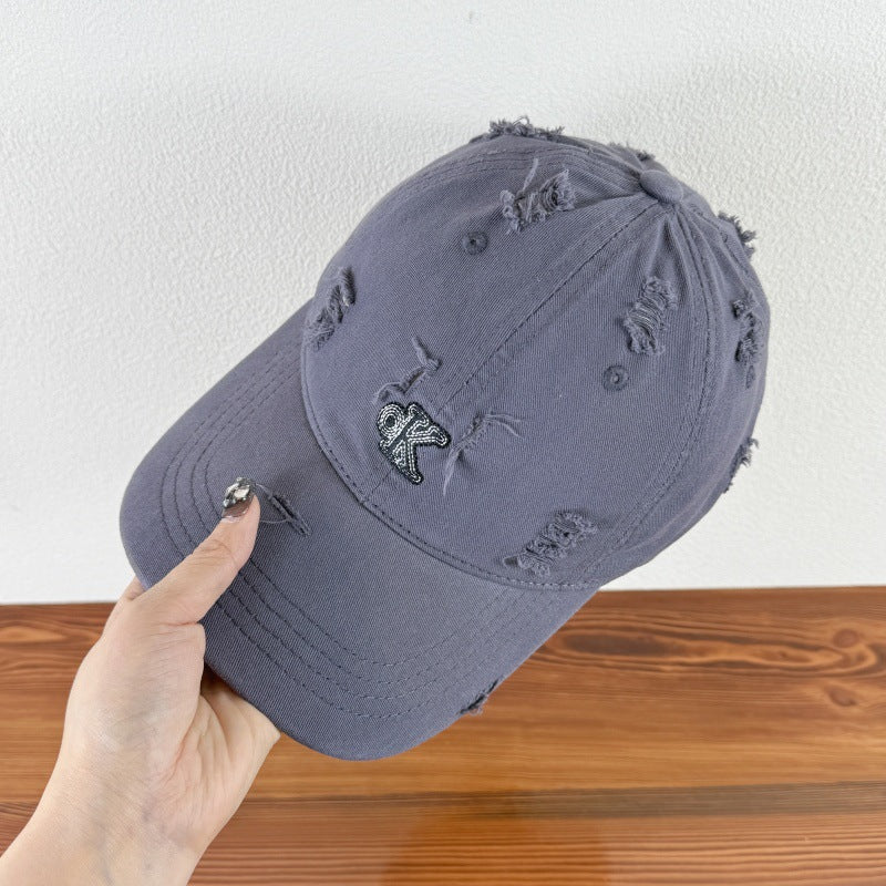 Men's Distressed Adjustable Baseball Cap Bowlift