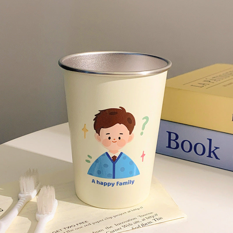 Stainless Steel Drinking Mug with Cheerful Family Motif Bowlift
