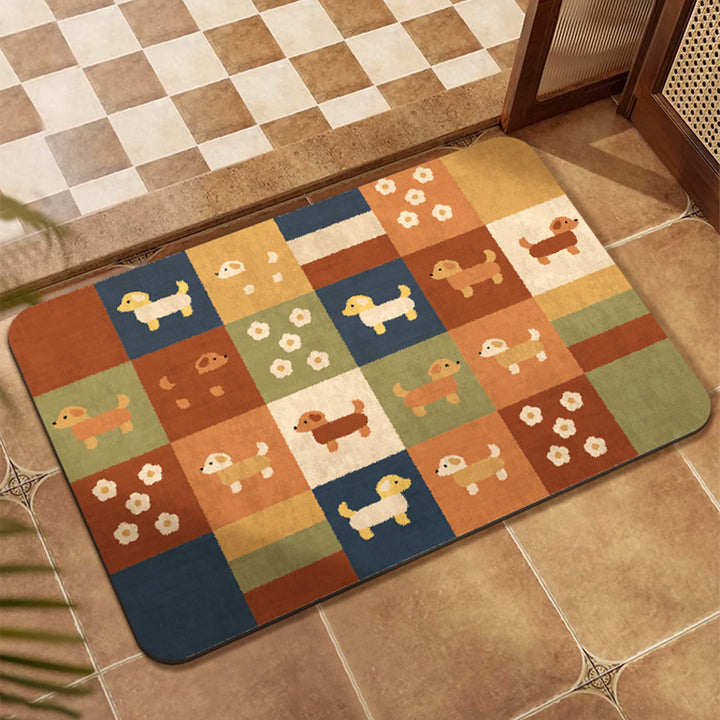 Colorful Patchwork Design Floor Mat Bowlift