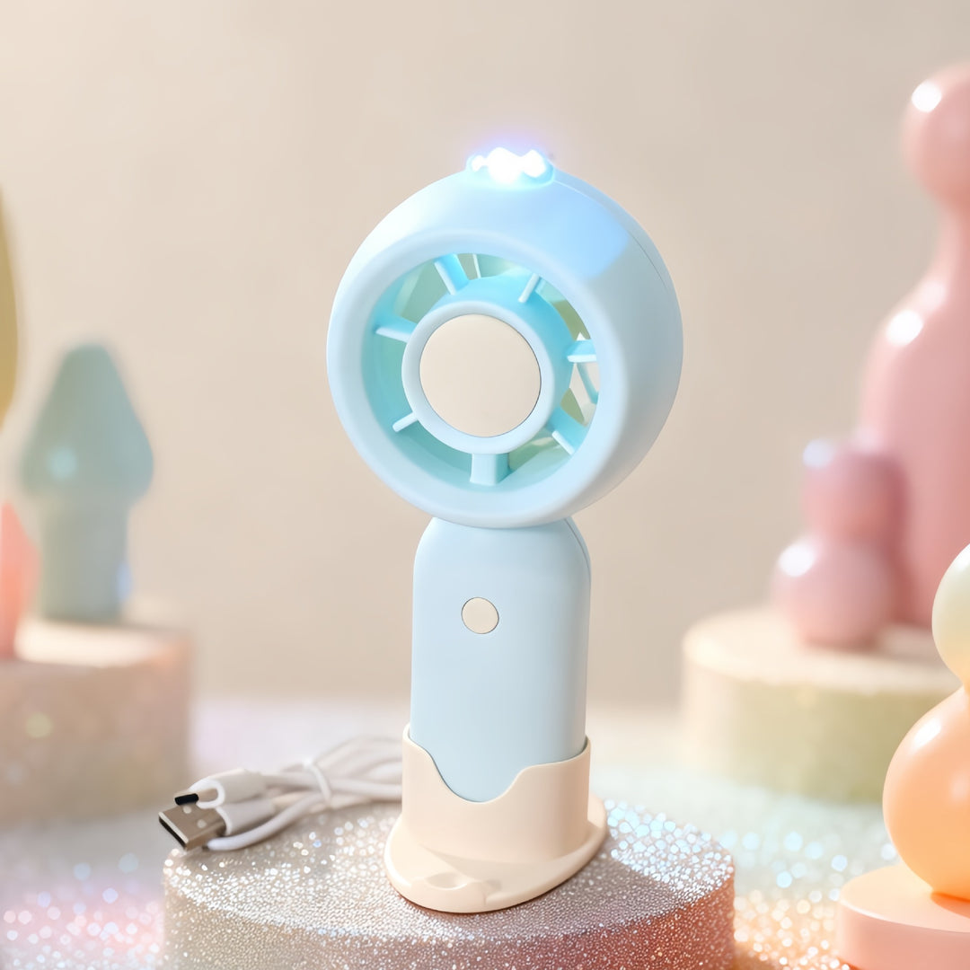 Women's Handheld Fan with LED Lamp Bowlift