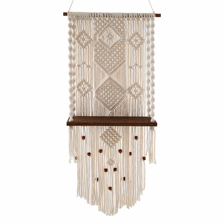 Macrame Wall Hanging with Decorative Shelf Bowlift
