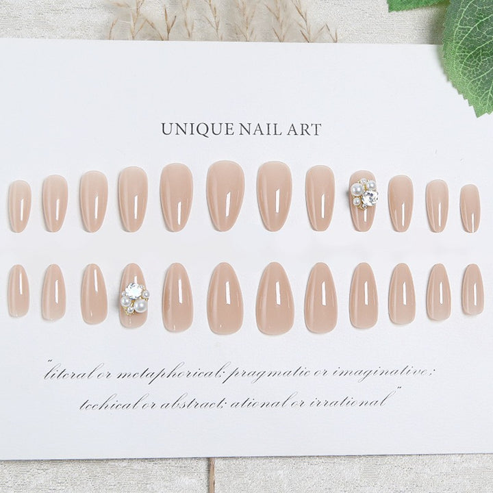 Artificial nail set with elegant pearl design and high-gloss surface Bowlift