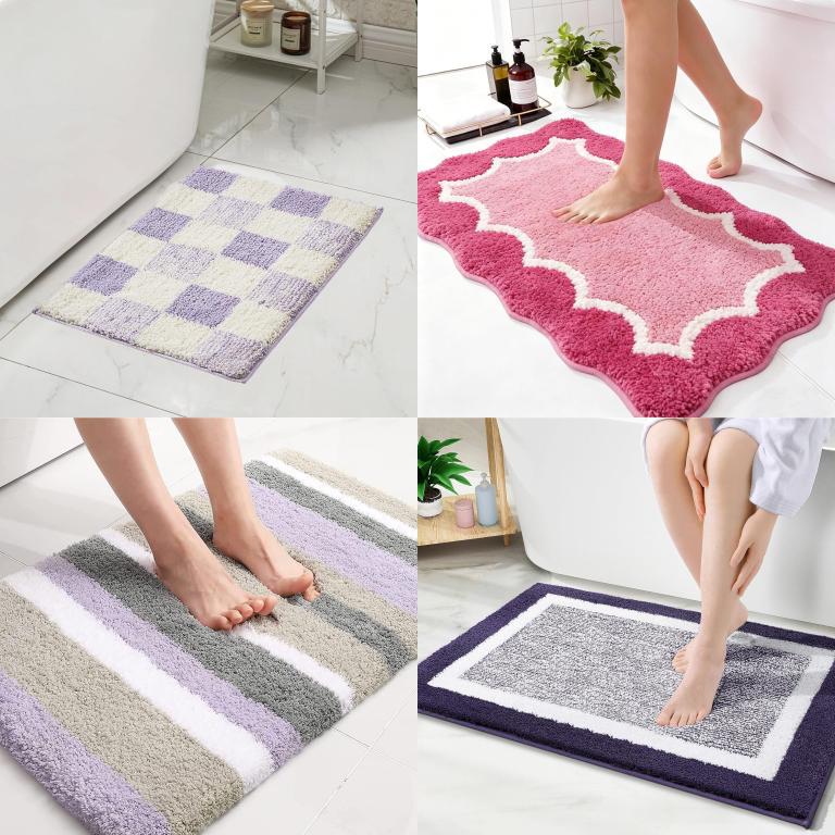 Elegant Floral Print Bath Mat Bowlift