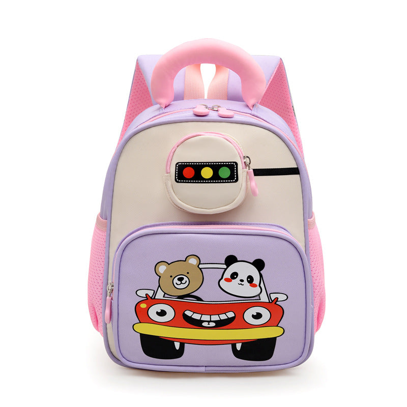 Kids' Playful Animal Car-Themed School Backpack Bowlift