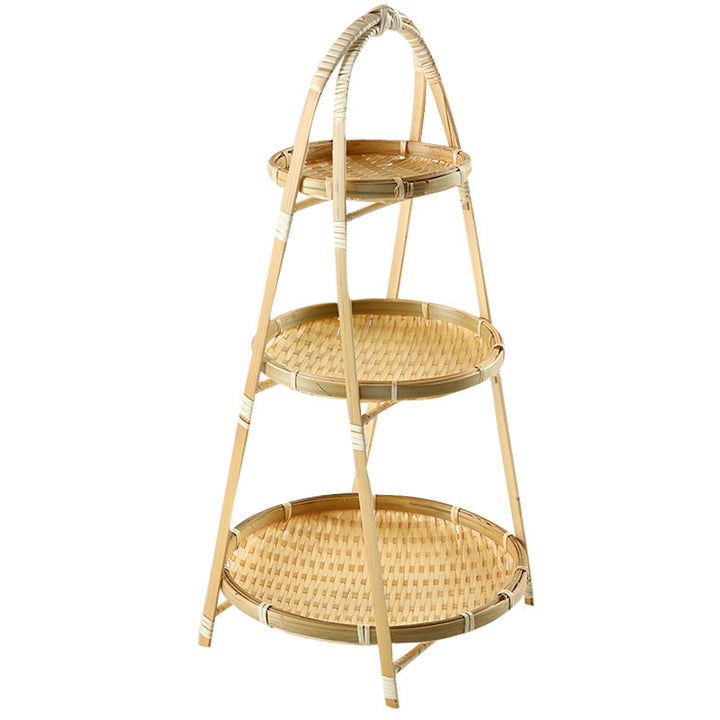 Unisex Three-Tier Serving Stand made of hand-woven natural material Bowlift