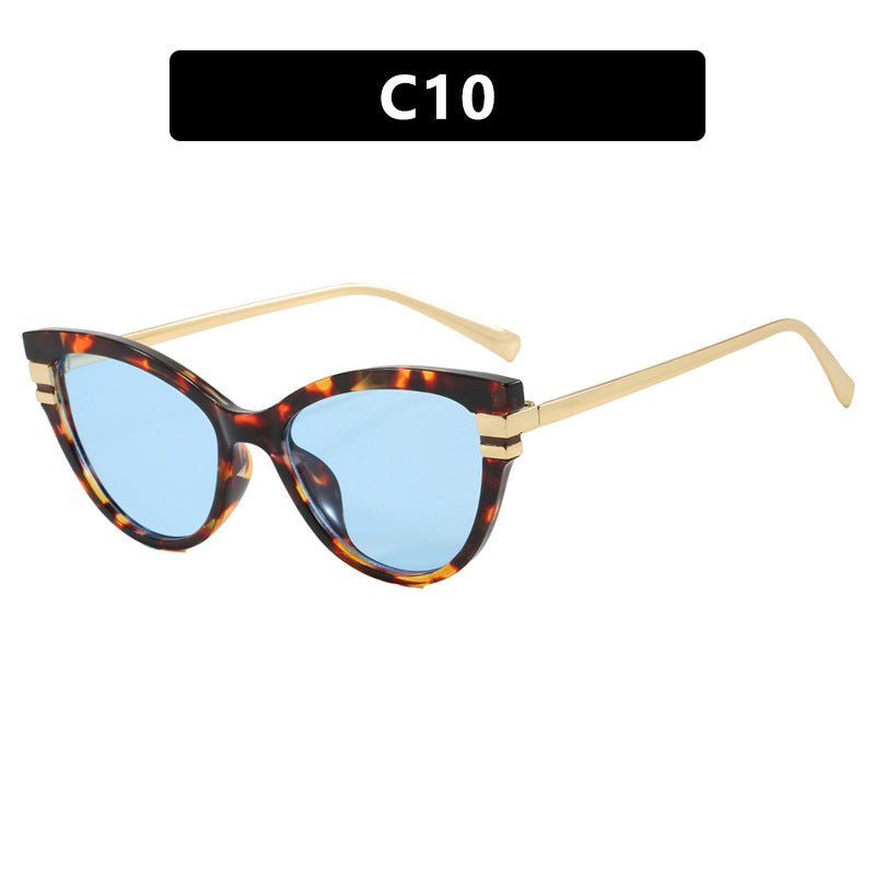 Ladies Cat-Eye Sunglasses with Elegant Plastic Frame and Golden Accents Bowlift