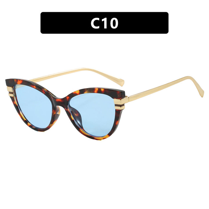Ladies Cat-Eye Sunglasses with Elegant Plastic Frame and Golden Accents Bowlift