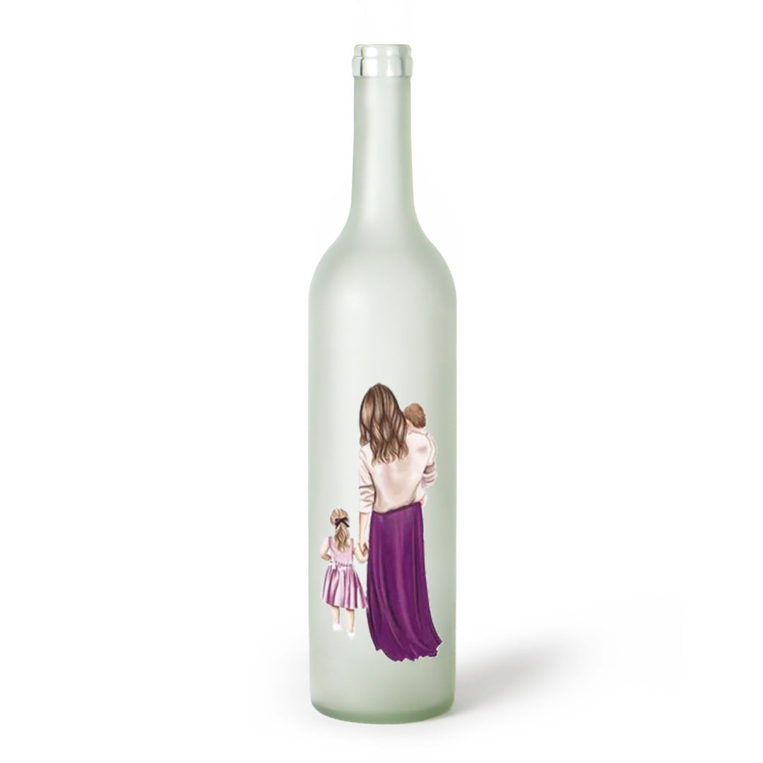 Decorative Frosted Glass Bottle Vase With Fashion Collage Decal